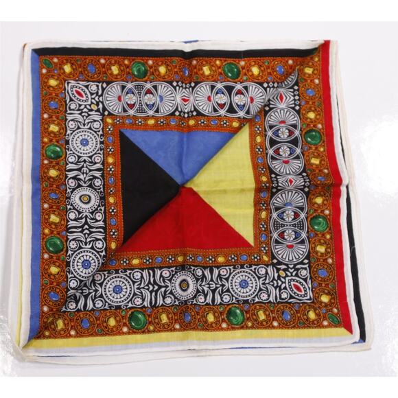 Gianni Versace Vintage Cotton Scarf Wrap Jewels 20" x 20" - Picture 4 of 4